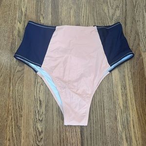 Cupshe Navy / Pink High Waist Bikini Bottoms, L